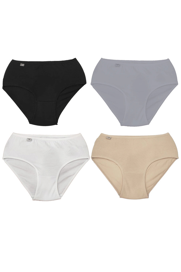 922 Ribana Women's Bato Panties 4-Pack L White-Grey-Black-Skin