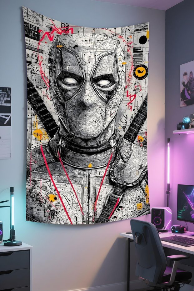 Gamer Wall Cloth, Playstation Xbox – Movie Themed, High-Quality Fabric, Tapestry Wall Carpet
