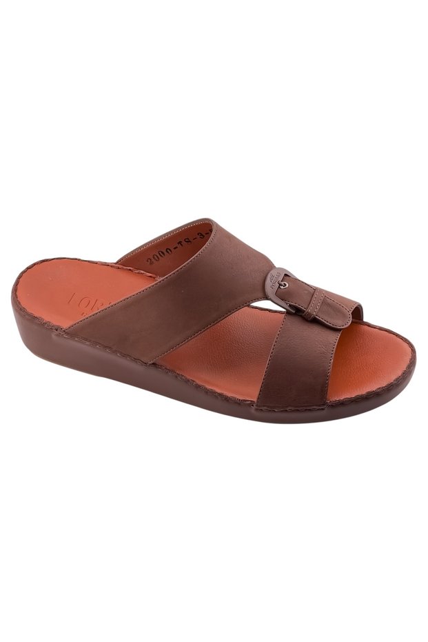 A E T Arabic Sandals For Men | Outdoor Mens Slippers | Open Toe | Genuine Leather with Buckle Detail
