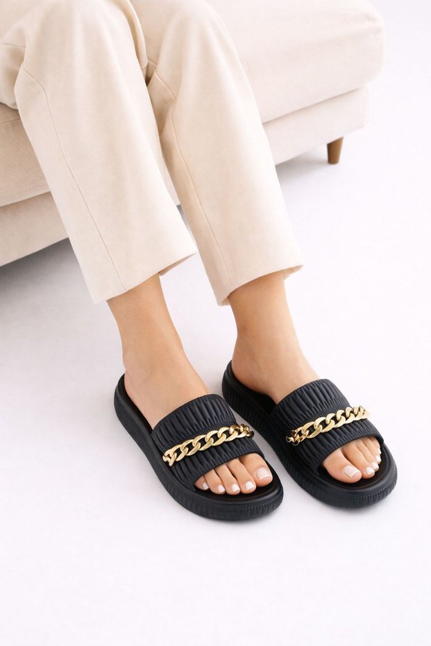 Women's Chain-Adorned Stylish, Comfortable, Casual Slippers Flexible Anatomical Structure Useful