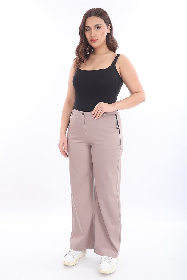 Women's Mink Summer Pockets Zippered Pipe Leg Trousers