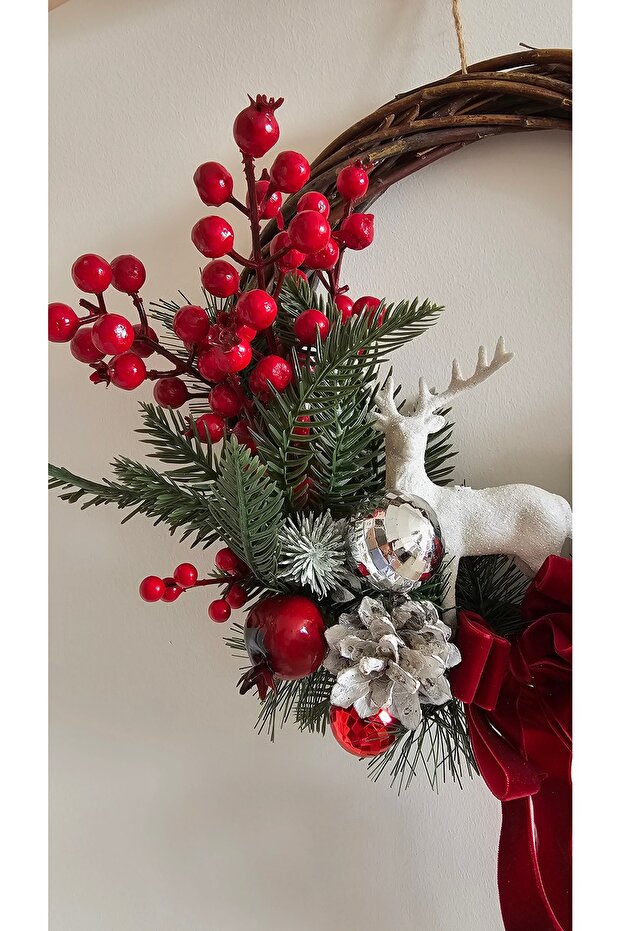 Yılbaşı Kapı çelengi, yılbaşı kapı süsü 28 Cm. - 2