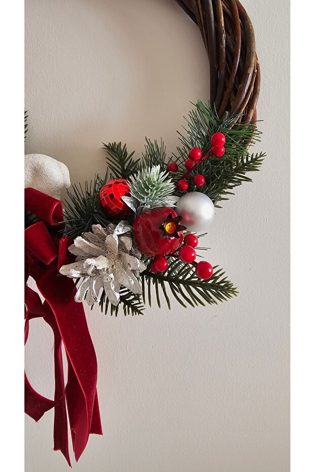 Yılbaşı Kapı çelengi, yılbaşı kapı süsü 28 Cm. - 4