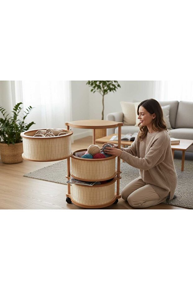 AHŞAP SEBZELİK VE ORGANİZER 3 KATLI AKÇA - 3