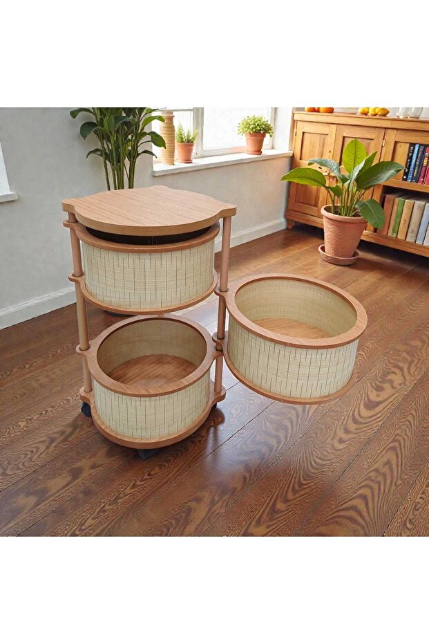 AHŞAP SEBZELİK VE ORGANİZER 3 KATLI AKÇA - 2