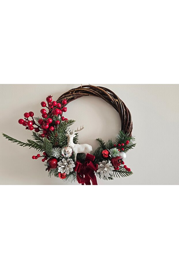 Yılbaşı Kapı çelengi, yılbaşı kapı süsü 28 Cm. - 1