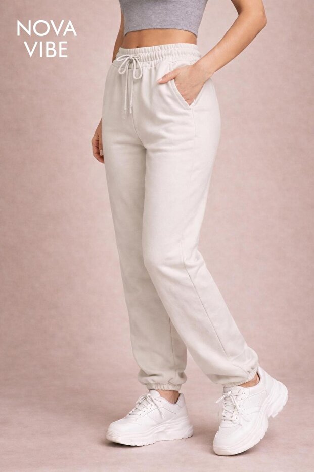 beyaz jogger alt eşofman
