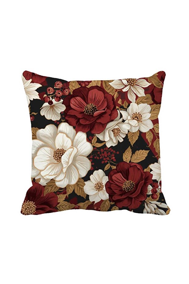 Red Floral Print Single Cushion Cover - Stylish and Warm Home Decor - 43X43 cm