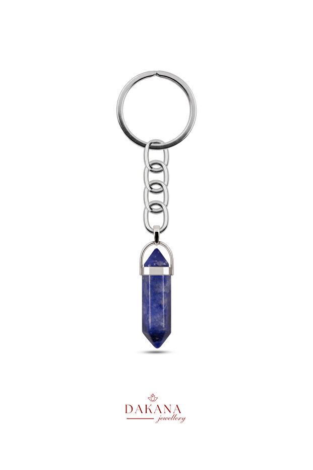 Certified Sodalite Natural Stone Keychain