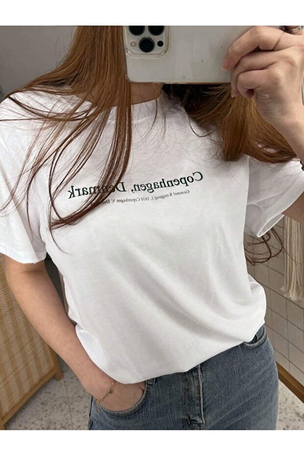 تيشيرت بتصميم كوبنهاغن الدنمارك مطبوع للجنسين