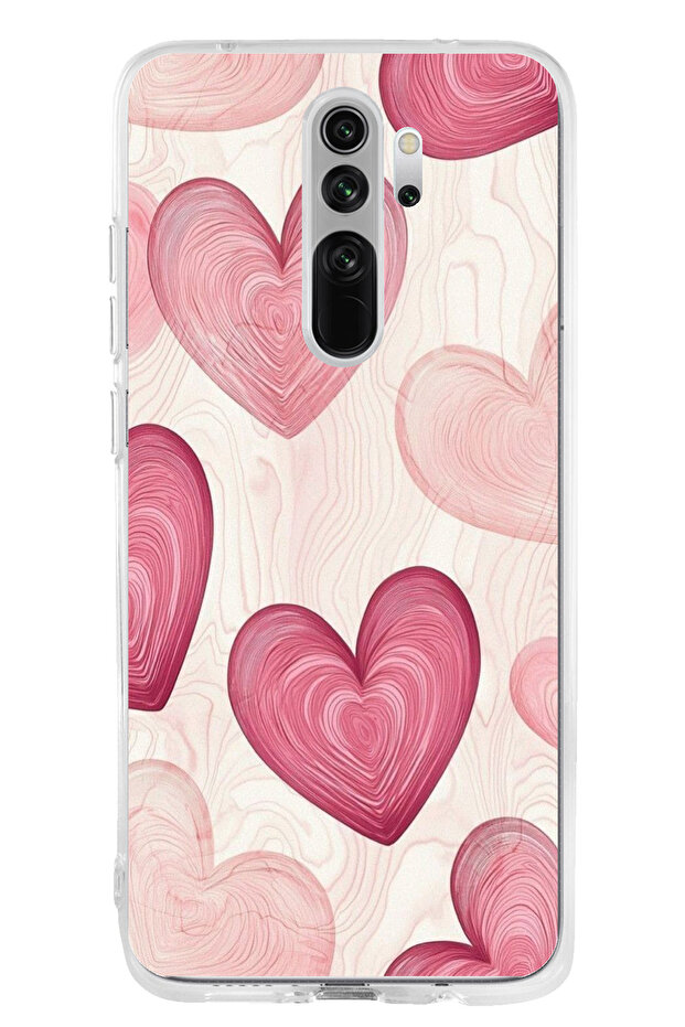 حافظة سيليكون متوافقة مع هاتف Redmi Note 8 باللون الوردي الخطوي مطبوع - 1