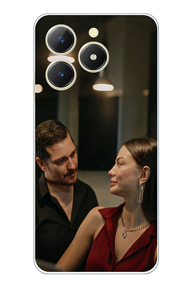 حافظة سيليكون متوافقة مع هاتف Realme C61 - Eşref وNisan مطبوع - 1