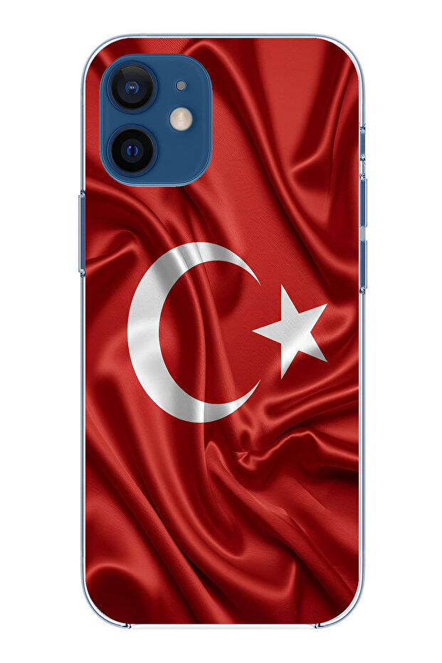 حافظة سيليكون متوافقة مع هاتف iPhone 12 Mini بعلم تركيا مطبوع - 1