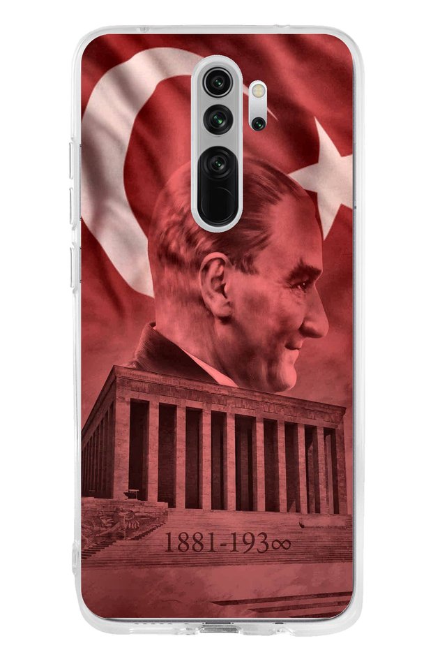 حافظة سيليكون متوافقة مع هاتف Redmi Note 8 Pro تصور صورة أتاتورك وAnımitabıl مطبوع