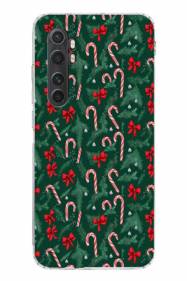 حافظة سيليكون متوافقة مع Mi Note 10 Lite لشجرة الصنوبر وعصا الحلوى مطبوع - 1