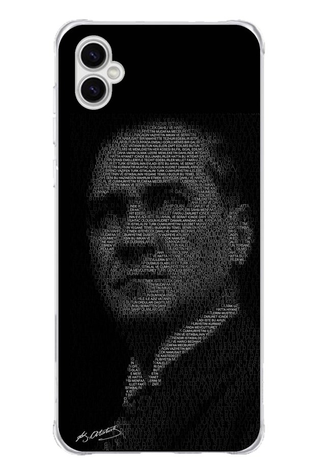 Samsung Galaxy A04 Compatible Silicone Case with Atatürk Silhouette Written in Arabic for Young People Printed