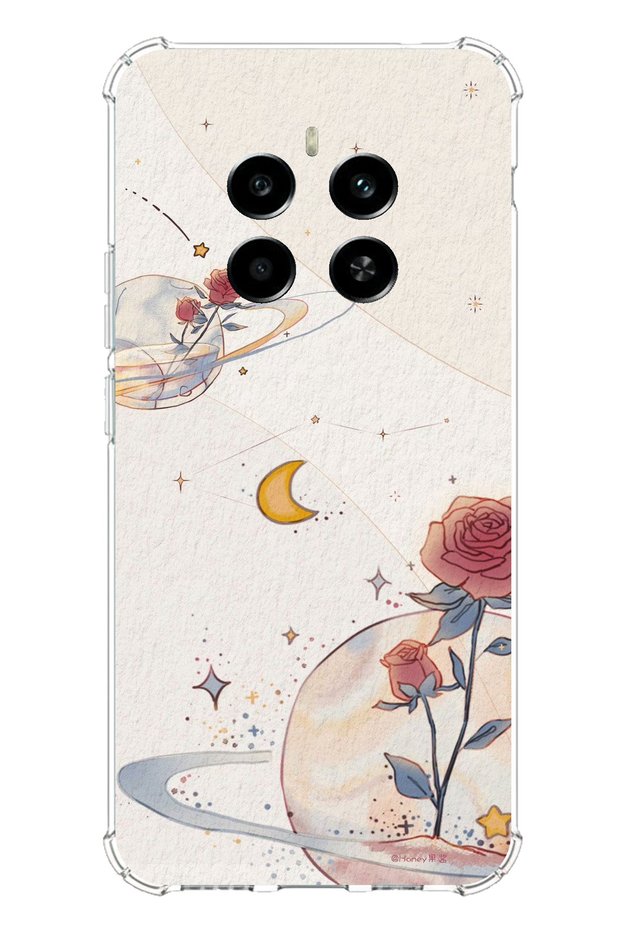 Realme 12 4g-12 Plus Compatible Planet, Star and Rose Printed Silicone Case