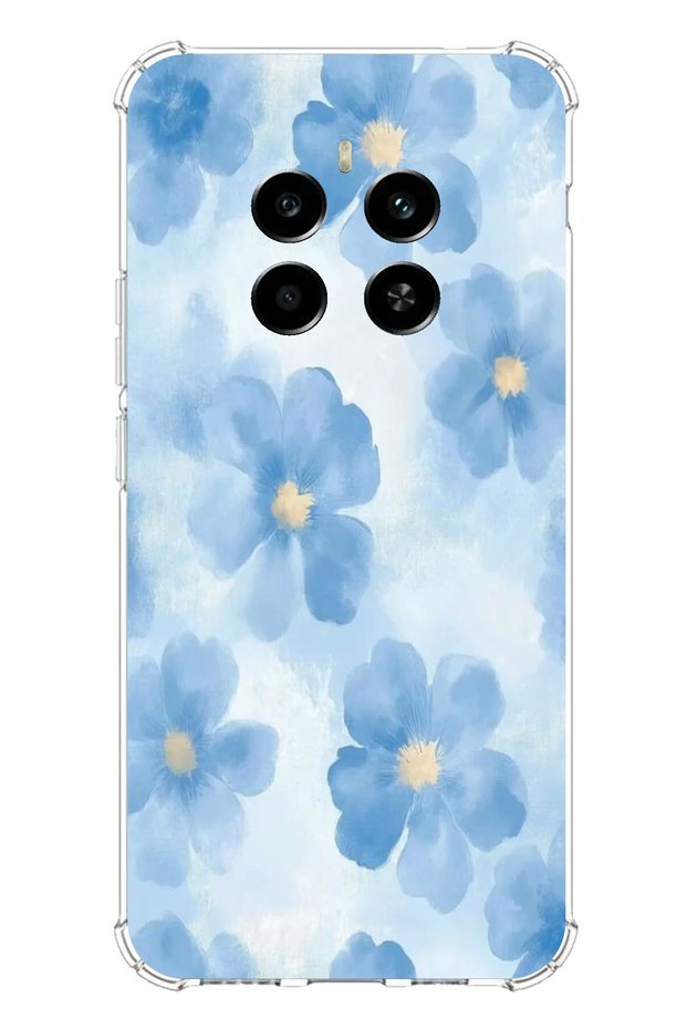 Realme 12 4g-12 Plus Compatible Blue Flowers Printed Silicone Case