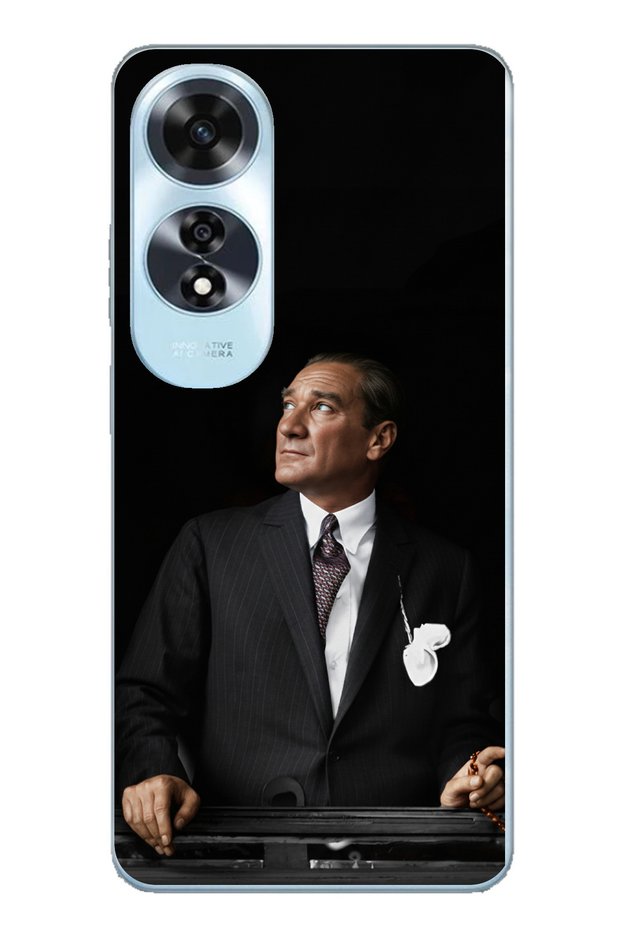 حافظة سيليكون متوافقة مع هاتف أوبو A60 من Ufka Lider Ataturk مطبوع