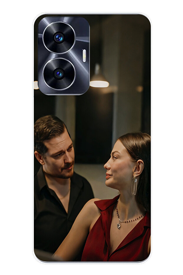 حافظة سيليكون متوافقة مع هاتف Realme C55 - Eşref وNisan مطبوع - 1