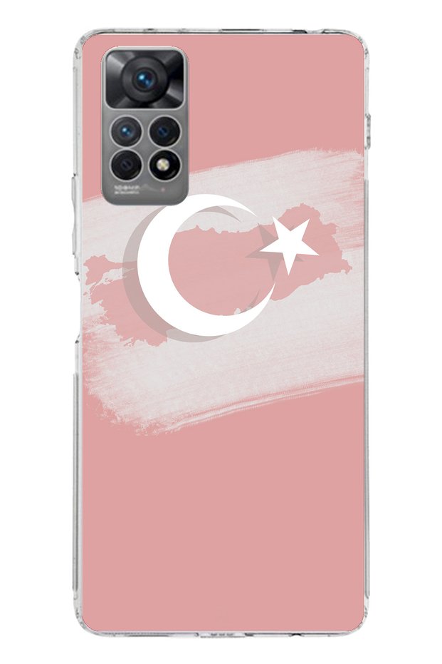 حافظة سيليكون متوافقة مع هاتف Redmi Note 12 PRO 4G مع خريطة تركيا وعلم تركيا مطبوع