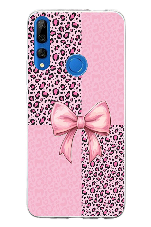 Honor 9X Compatible Pink Leopard Pattern and Ribbon Printed Silicone Case - 1