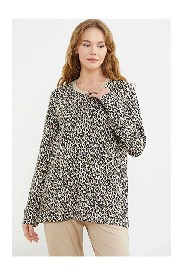 Sementa 76413 comfortable fit leopard print pajama set