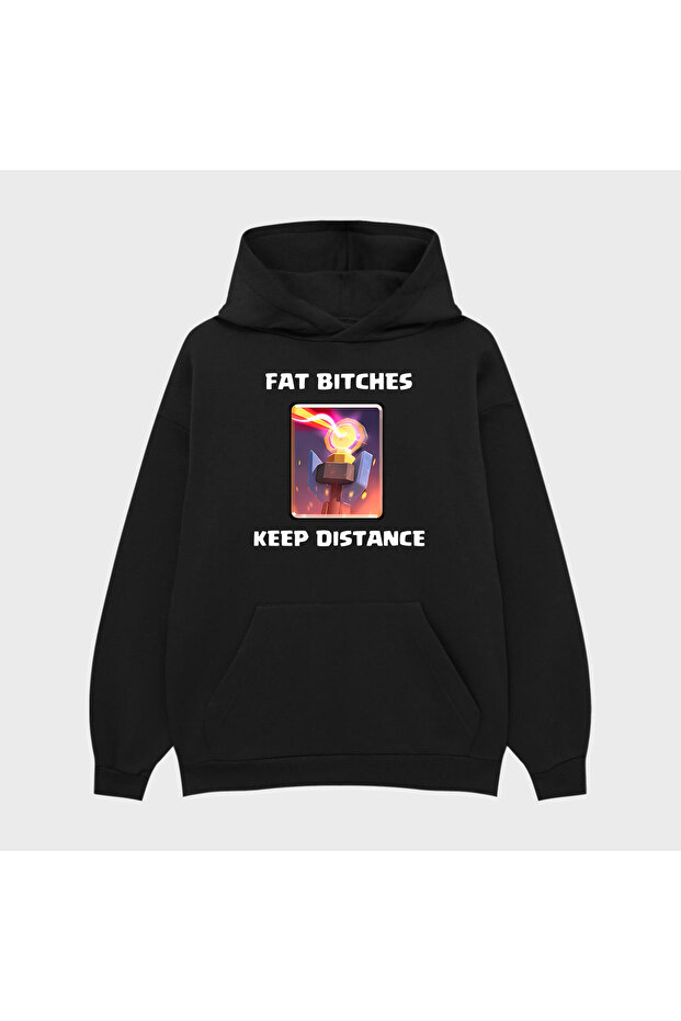 Unisex Fat Btches Printed 3 Thread Ş Fleece-Lined Hoodie Sweatshirt