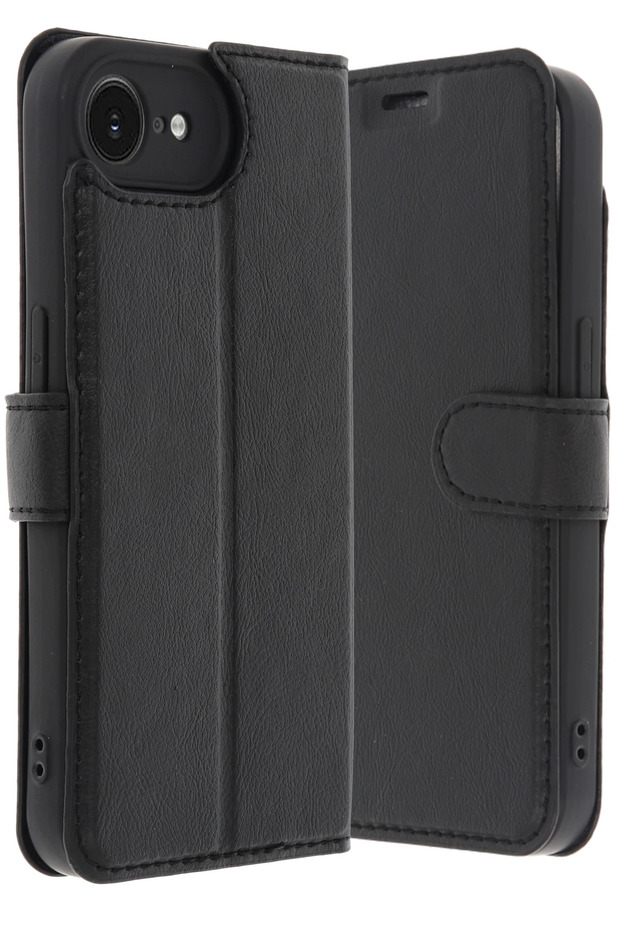 iPhone 16E Compatible Camera Protected Leather Case with Stand and Card Holder