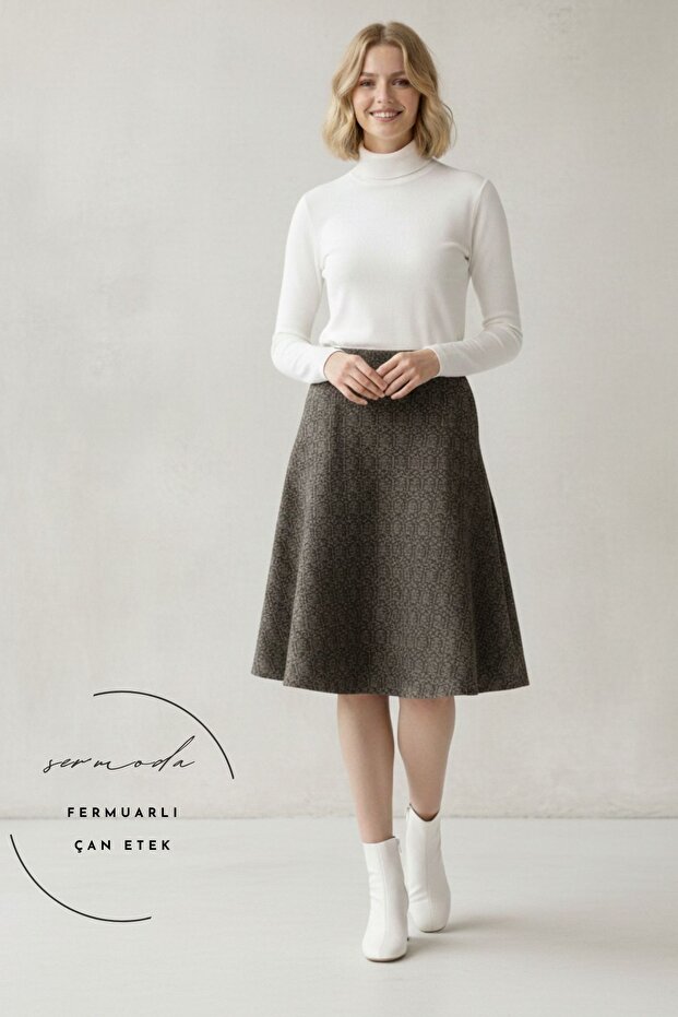 Bell skirt - light Stretch Fabric fabric high waist long bell skirt coffee