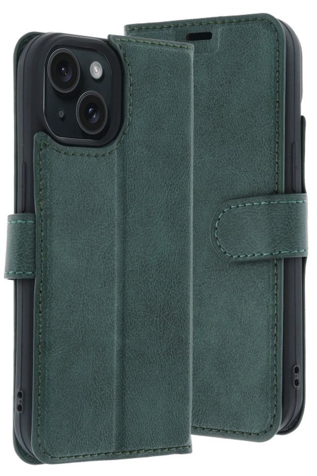iPhone 14 Compatible Leather Case with Camera Protection, Stand and Card Holder