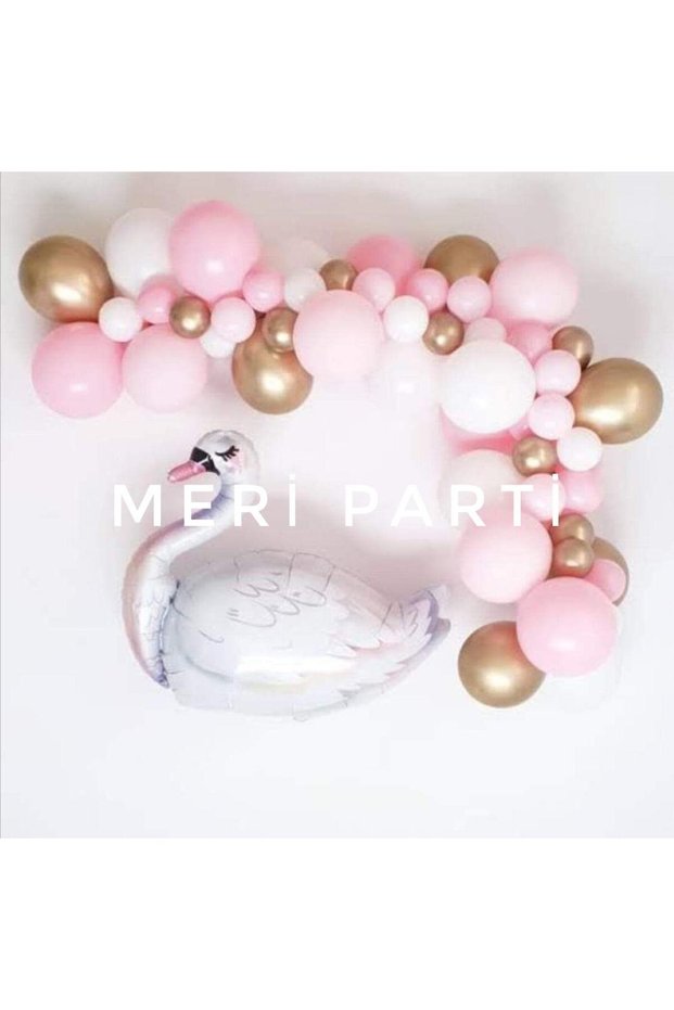 Swan Themed Pink Gold Party Balloon Set Birthday Baby Shower