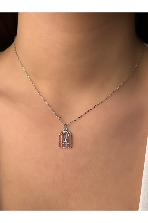 Kafesli Kuş Kolye - 2