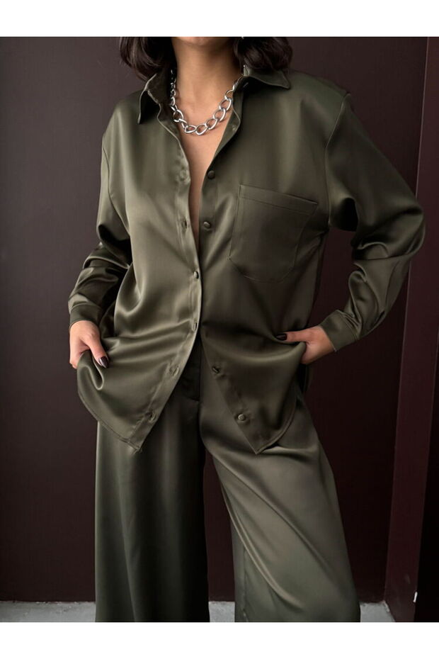 Satin Pocketed Thick Women's Shirt