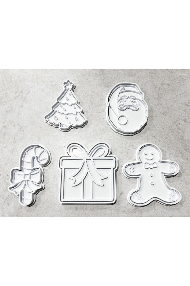 New Year's Themed Cookie Mold & Dough Shaper Set of 5