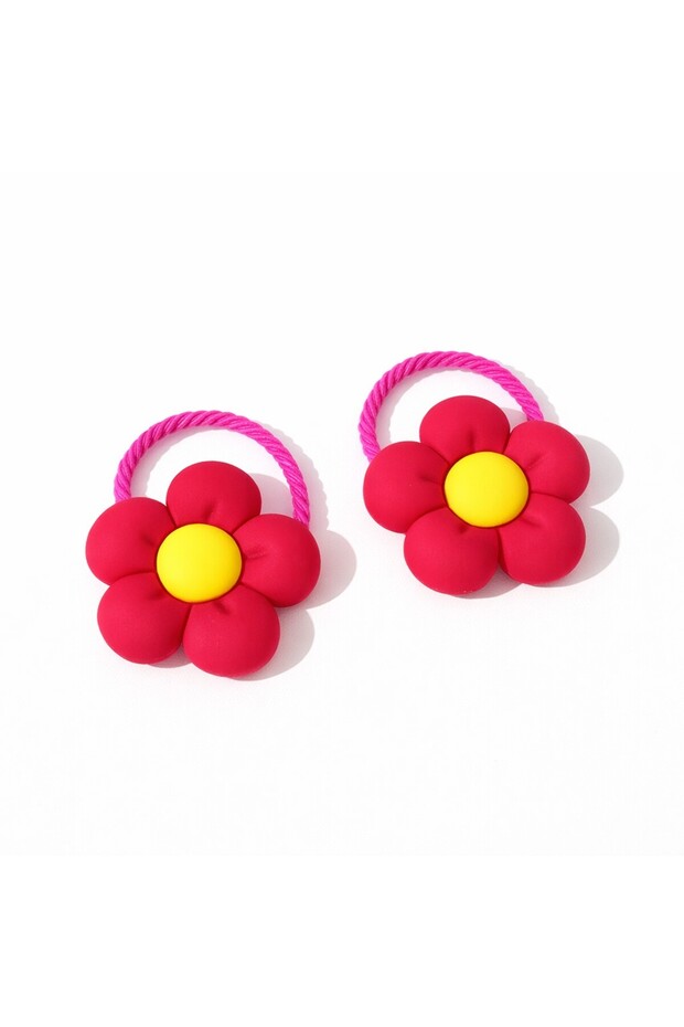 Floral Girl's Elastic Buckle Set of 2 Standard Fuchsia