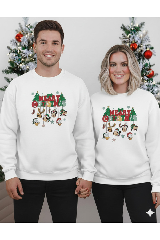 Liyadaco White Merry Christmas Printed Sweatshirt New Year's Lover Combination Christmas Gift