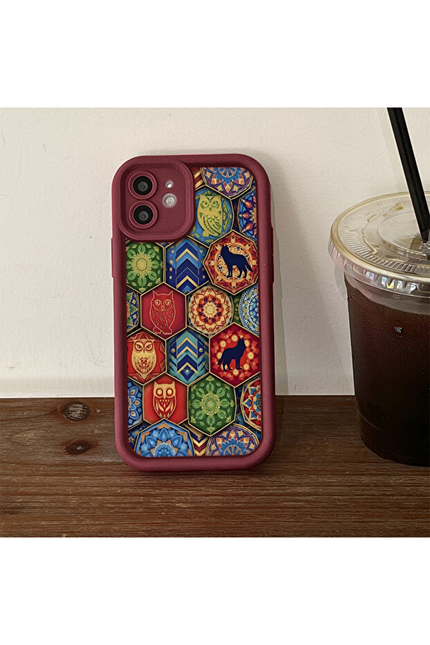 حافظة سيليكون باللون الأحمر الداكن متوافقة مع هاتف Realme Note 50 - نمط عتيق مقاوم للصدمات - 6