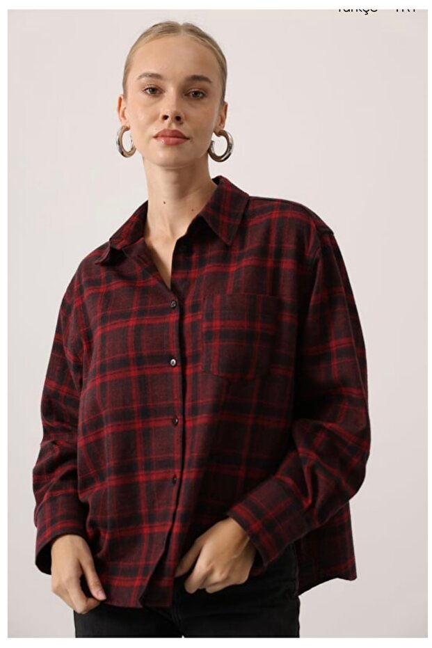 Ecoseli̇ Oversized Shirt Bordo