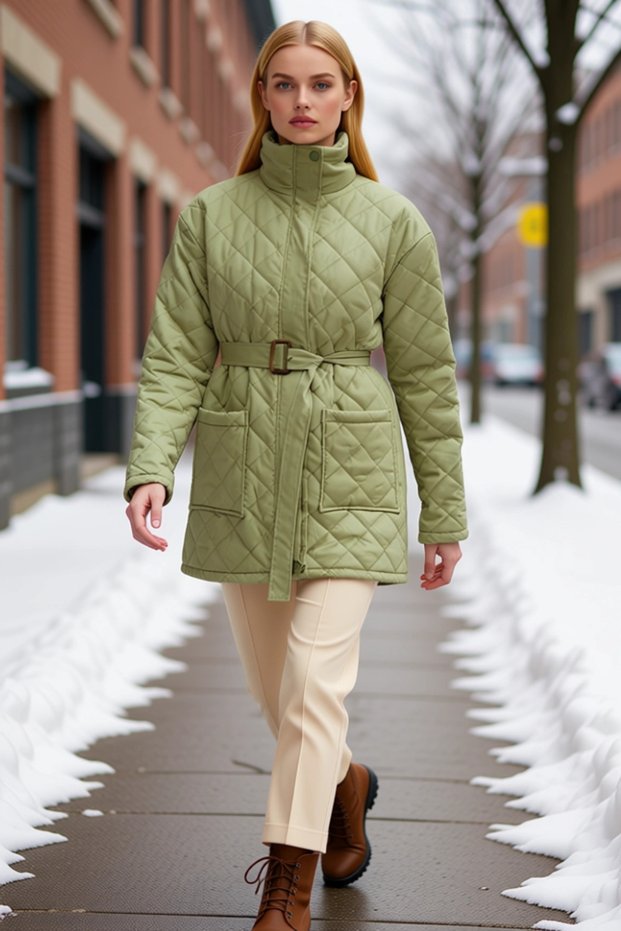 Women's Mock Neck Low Arm Zippered Quilted Coat Functional Durable Quality Comfortable Stylish
