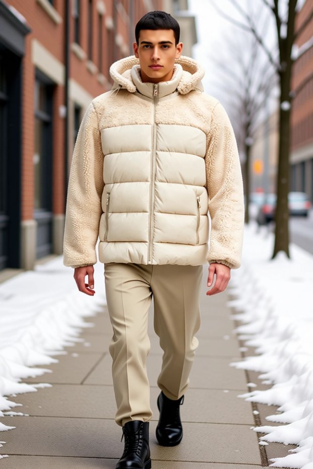 Men's Hooded Standard Sleeve Plain Plush Woven Coat Functional Durable Quality Comfortable