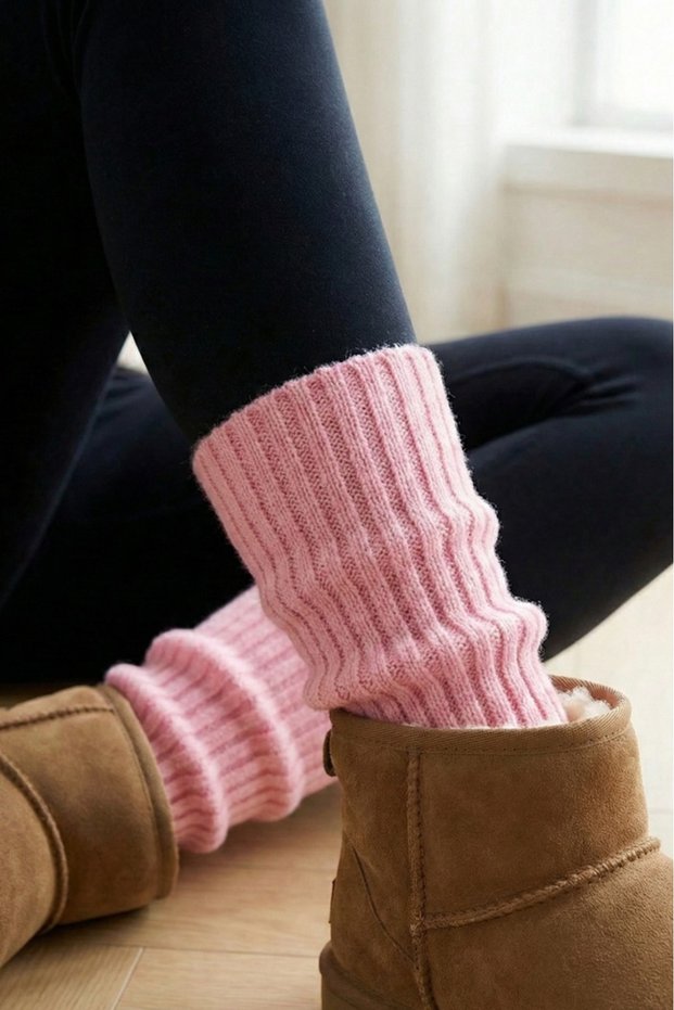 Natural Wool Leggings Corded Fabric Winter White Women's Knee Pads Thick Footless Yoga Over-The-Knee Socks