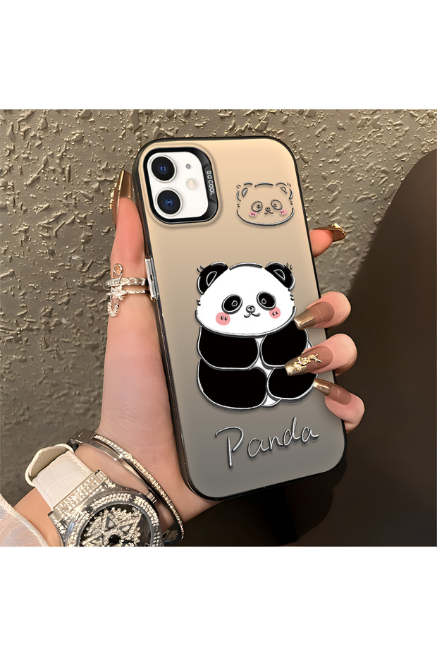 iPhone 12 Compatible Cute Panda Patterned Silicone Cover Shockproof Case - 4