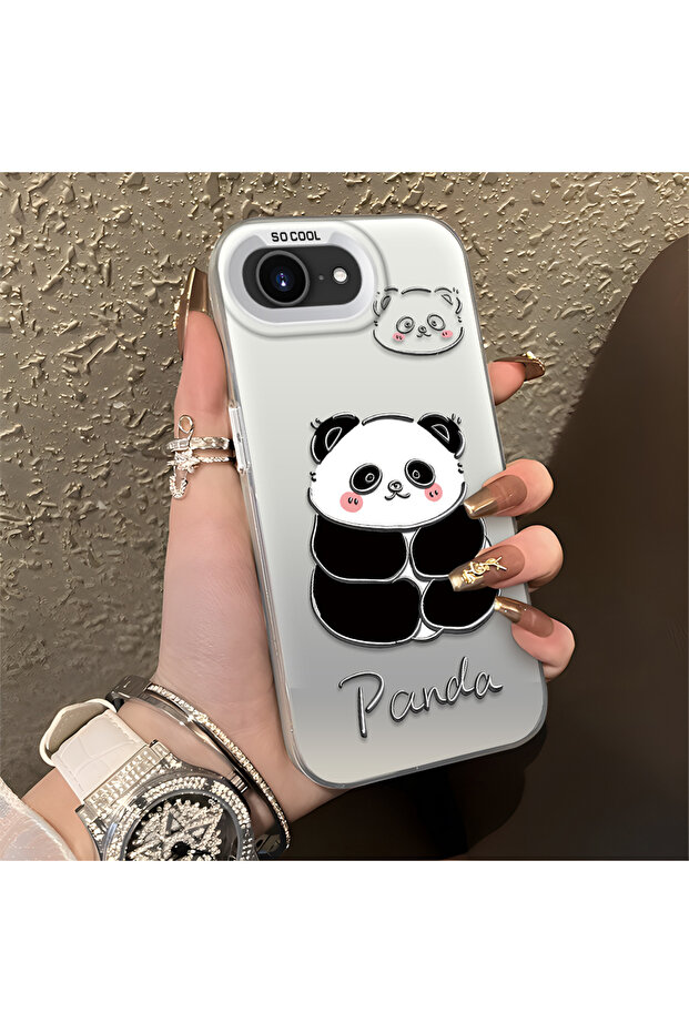 غطاء سيليكون متوافق مع هاتف iPhone 16e بنمط الباندا اللطيف ومقاوم للصدمات - 4