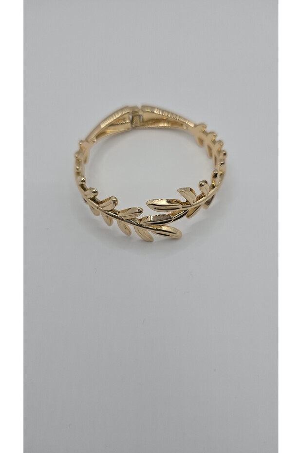 Stainless Steel Gold Color Leaf Model Handcuff Bracelet