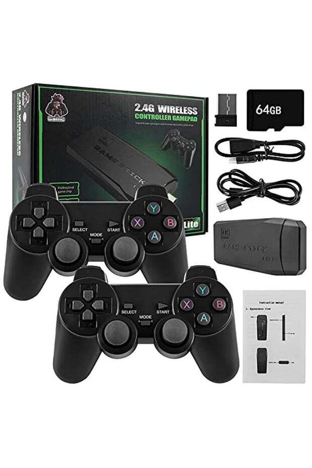 Game Console 4K HD Video Game Console 2.4G Dual Wireless Controller, Classic 64GB Retro TV G