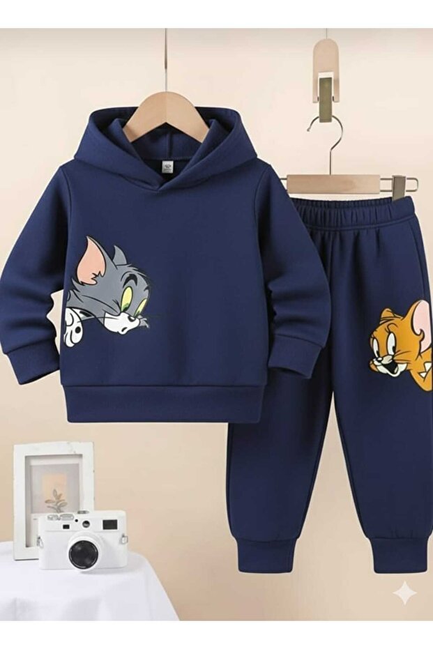 Nice Clothes Çoçuk Eşofman Takımı Kapşonlu UNİSEX TOM VE JERY BASKI