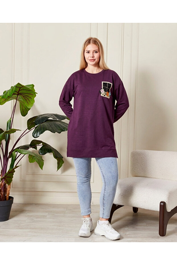 Women's Plum Flower Patterned Tunic