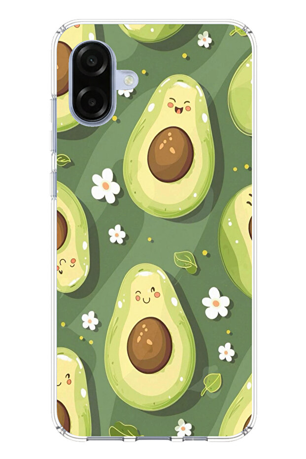 حافظة سيليكون متوافقة مع هاتف سامسونج جالاكسي A07 باللون الأخضر اللطيف والأفوكادو مطبوع - 1