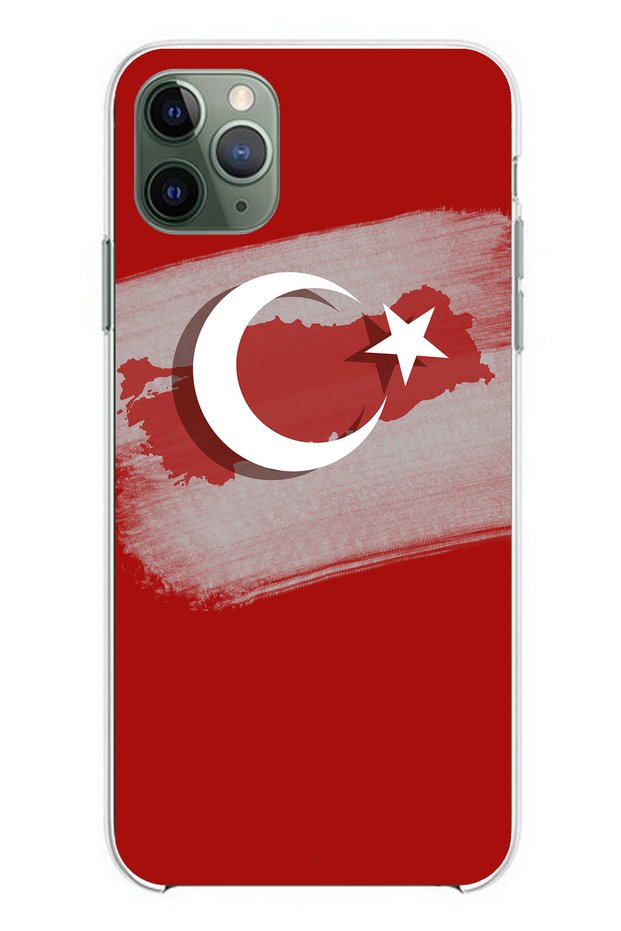 حافظة سيليكون متوافقة مع هاتف iPhone 11 Pro Max مع خريطة تركيا وعلم تركي مفصل مطبوع